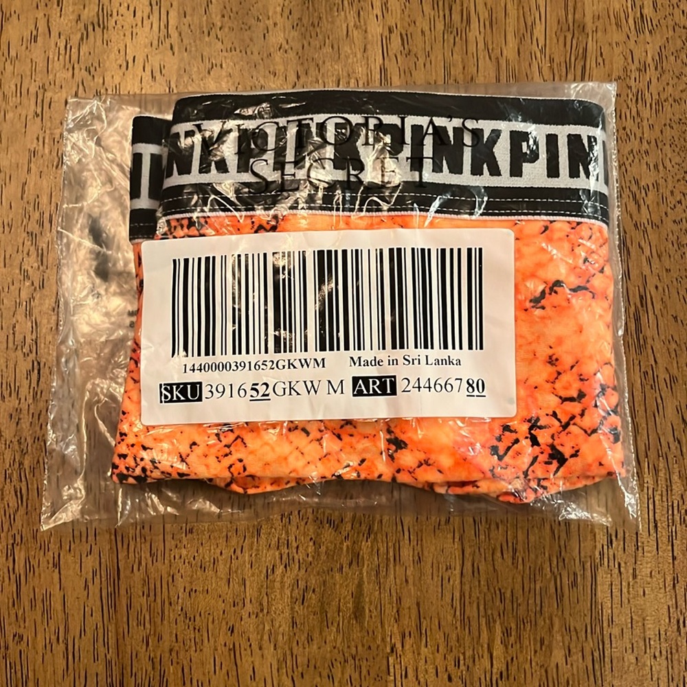 Victorias Secret Pink Panties - orange snakeskin pattern with band on top